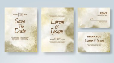 Soyut suluboya arkaplan içeren düğün davetiyesi