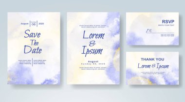 Soyut suluboya arkaplan içeren düğün davetiyesi