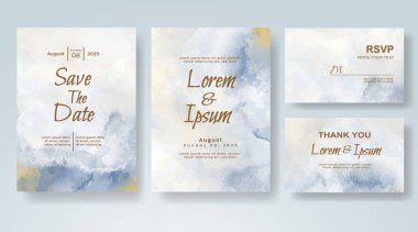 Soyut suluboya arkaplan içeren düğün davetiyesi