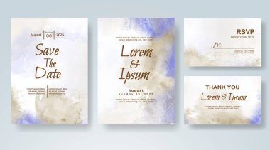 Soyut suluboya arkaplan içeren düğün davetiyesi