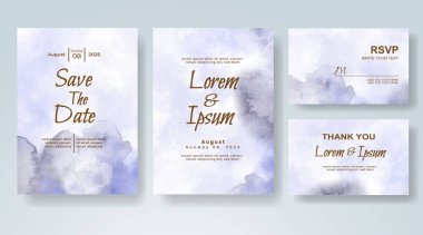 Soyut suluboya arkaplan içeren düğün davetiyesi