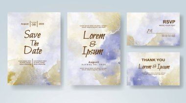 Soyut suluboya arkaplan içeren düğün davetiyesi