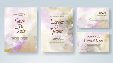 Soyut suluboya arkaplan içeren düğün davetiyesi