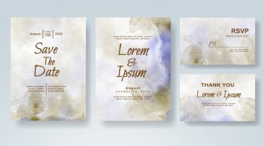 Soyut suluboya arkaplan içeren düğün davetiyesi