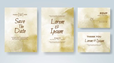 Soyut suluboya arkaplan içeren düğün davetiyesi