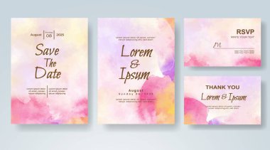 Soyut suluboya arkaplan içeren düğün davetiyesi