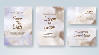 Soyut suluboya arkaplan içeren düğün davetiyesi