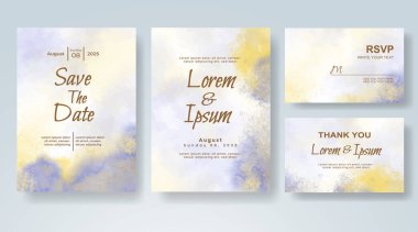 Soyut suluboya arkaplan içeren düğün davetiyesi