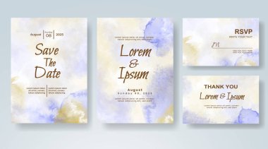Soyut suluboya arkaplan içeren düğün davetiyesi