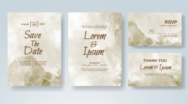 Soyut suluboya arkaplan içeren düğün davetiyesi