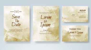 Soyut suluboya arkaplan içeren düğün davetiyesi