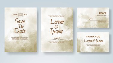 Soyut suluboya arkaplan içeren düğün davetiyesi