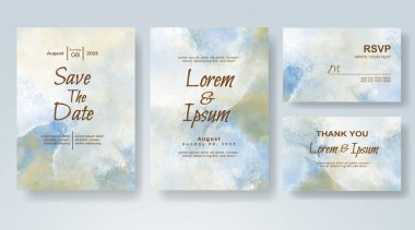 Soyut suluboya arkaplan içeren düğün davetiyesi