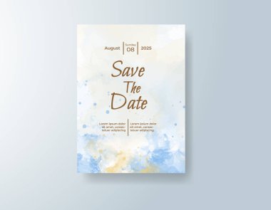 Soyut suluboya arkaplan içeren düğün davetiyesi