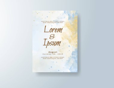 Soyut suluboya arkaplan içeren düğün davetiyesi