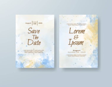 Soyut suluboya arkaplan içeren düğün davetiyesi