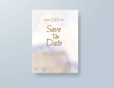 Soyut suluboya arkaplan içeren düğün davetiyesi