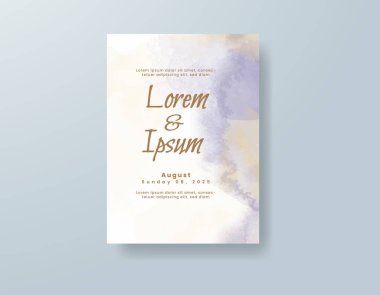Soyut suluboya arkaplan içeren düğün davetiyesi