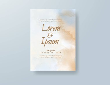 Soyut suluboya arkaplan içeren düğün davetiyesi