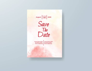 Soyut suluboya arkaplan içeren düğün davetiyesi