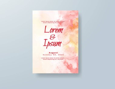 Soyut suluboya arkaplan içeren düğün davetiyesi