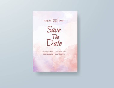 Soyut suluboya arkaplan içeren düğün davetiyesi