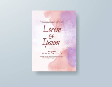 Soyut suluboya arkaplan içeren düğün davetiyesi