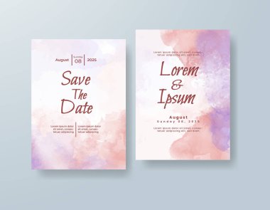 Soyut suluboya arkaplan içeren düğün davetiyesi