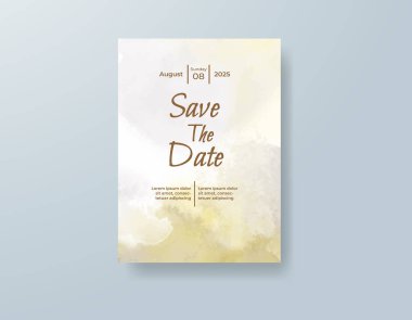 Soyut suluboya arkaplan içeren düğün davetiyesi