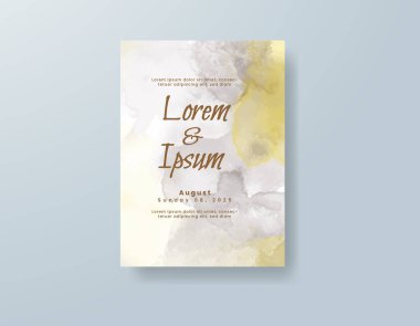 Soyut suluboya arkaplan içeren düğün davetiyesi