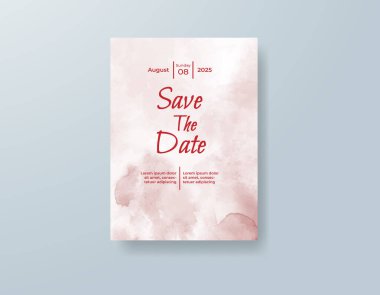 Soyut suluboya arkaplan içeren düğün davetiyesi