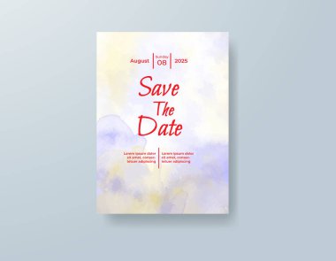 Soyut suluboya arkaplan içeren düğün davetiyesi