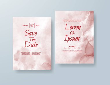 Soyut suluboya arkaplan içeren düğün davetiyesi