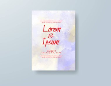 Soyut suluboya arkaplan içeren düğün davetiyesi