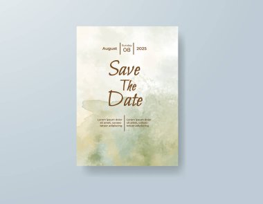 Soyut suluboya arkaplan içeren düğün davetiyesi