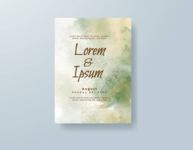 Soyut suluboya arkaplan içeren düğün davetiyesi