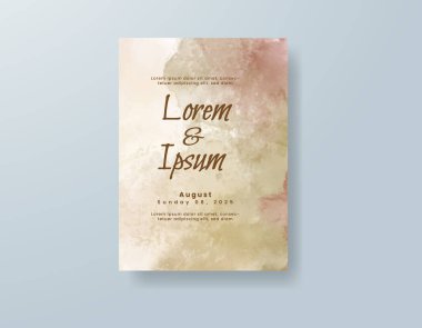 Soyut suluboya arkaplan içeren düğün davetiyesi