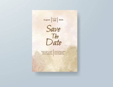 Soyut suluboya arkaplan içeren düğün davetiyesi