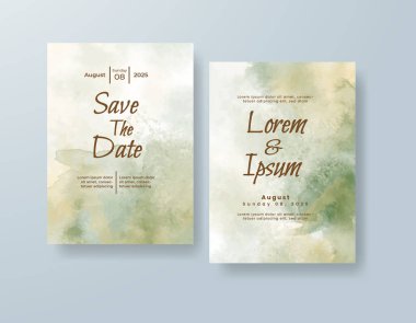 Soyut suluboya arkaplan içeren düğün davetiyesi