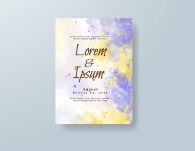 Soyut suluboya arkaplan içeren düğün davetiyesi