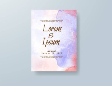 Soyut suluboya arkaplan içeren düğün davetiyesi