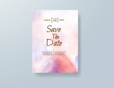 Soyut suluboya arkaplan içeren düğün davetiyesi