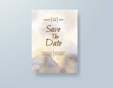 Soyut suluboya arkaplan içeren düğün davetiyesi