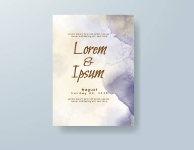 Soyut suluboya arkaplan içeren düğün davetiyesi