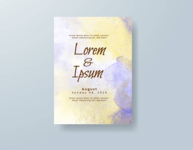 Soyut suluboya arkaplan içeren düğün davetiyesi