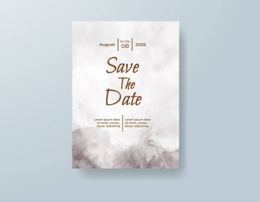 Soyut suluboya arkaplan içeren düğün davetiyesi