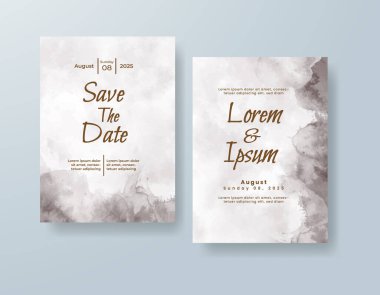 Soyut suluboya arkaplan içeren düğün davetiyesi