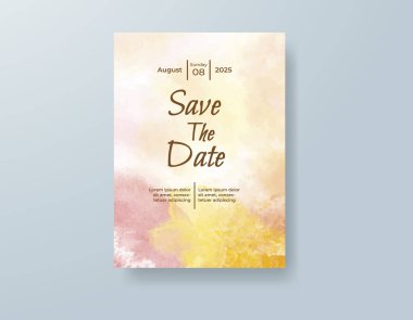 Soyut suluboya arkaplan içeren düğün davetiyesi