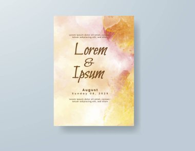 Soyut suluboya arkaplan içeren düğün davetiyesi