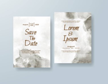 Soyut suluboya arkaplan içeren düğün davetiyesi